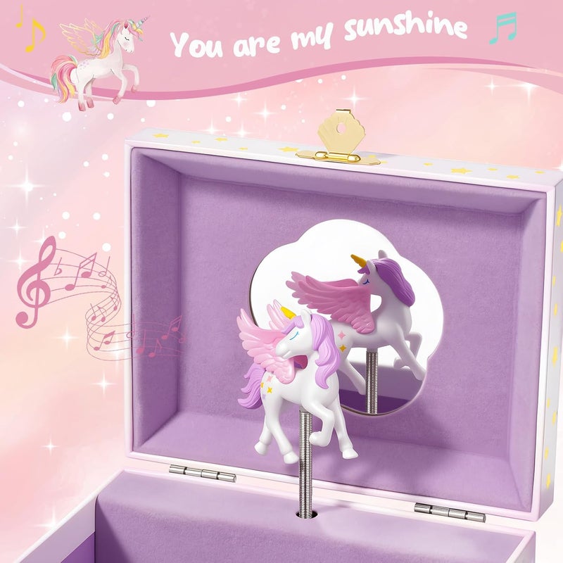 Procase Unicorn Jewelry Box for Girls, Kids Musical Jewelry Boxes with Spinning Unicorn Doll, Birthday Christmas Gifts for Little Girls Children Toddler Ages 3 4 5 6 7 8 -Unicorn (Box Only) - Image 2